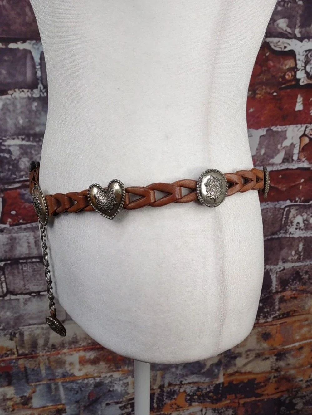 Brighton Linked Leather Belt with Silver Conchos